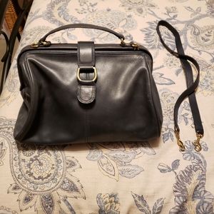 Vintage Coach Navy Leather Satchel